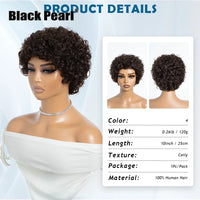 Afro Puff Pixie Bob Wig — Brazilian Remy Human Hair, Pre-Plucked Bangs, Ships from USA