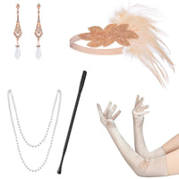 1set 1920's Cosplay Flapper Halloween Charleston Costume 1920s Gatsby Accessories Black Headpiece Great Gatsby Feather Headband Sweet T 52