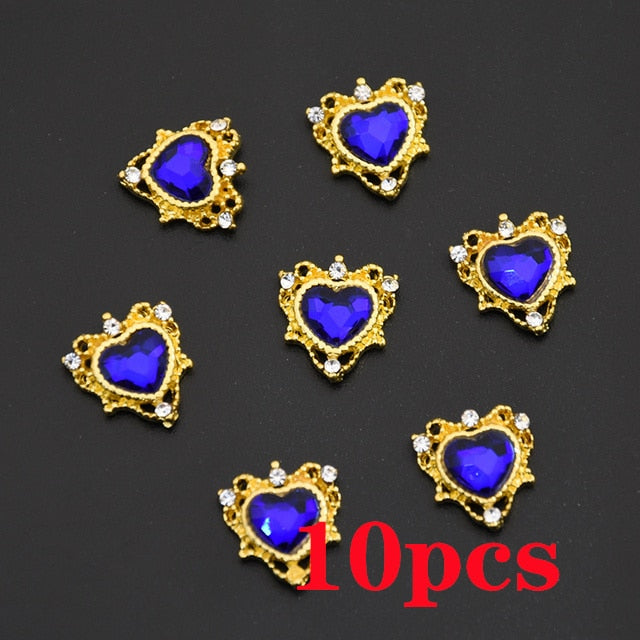1 Bag Random Luxury Nail Art Dangle Jewelry (Heart/Bowknot) Mixed Style 3D Nail Art Charms for Women and Girls