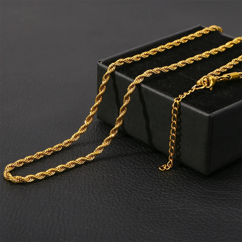 Stainless Steel NK Snake Chain Necklace/Twist Bracelet for Women. Jewelry Set, Gold in Color - DIY Accessories