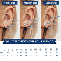 Moissanite Stud Earrings, Marked 925 Sterling Silver