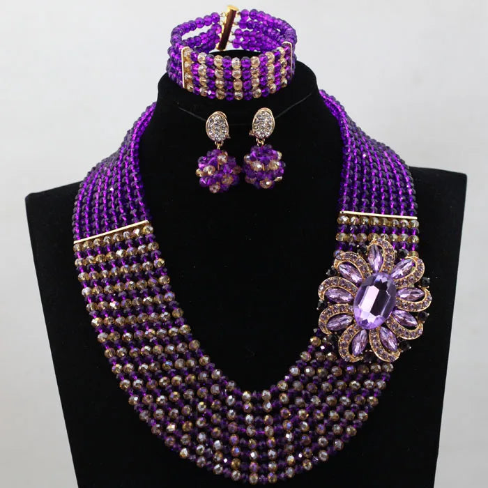 African Beads Jewelry Set Nigerian Wedding African Beads Jewelry Set Crystal African Jewelry Sets  ABJ176