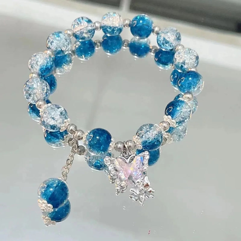2024 New Trendy Red Beaded Chain Bracelet for Women Simple Hollow Butterfly Pendant Bracelets Jewelry Gifts Accessories Sweet T 52