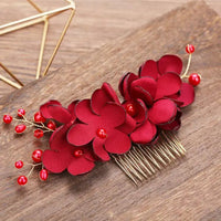 Red Hairpins/Bride Hair Clips - Vintage Chinese Wedding Hair Accessories for Women and Girls-hair accessories-SWEET T 52