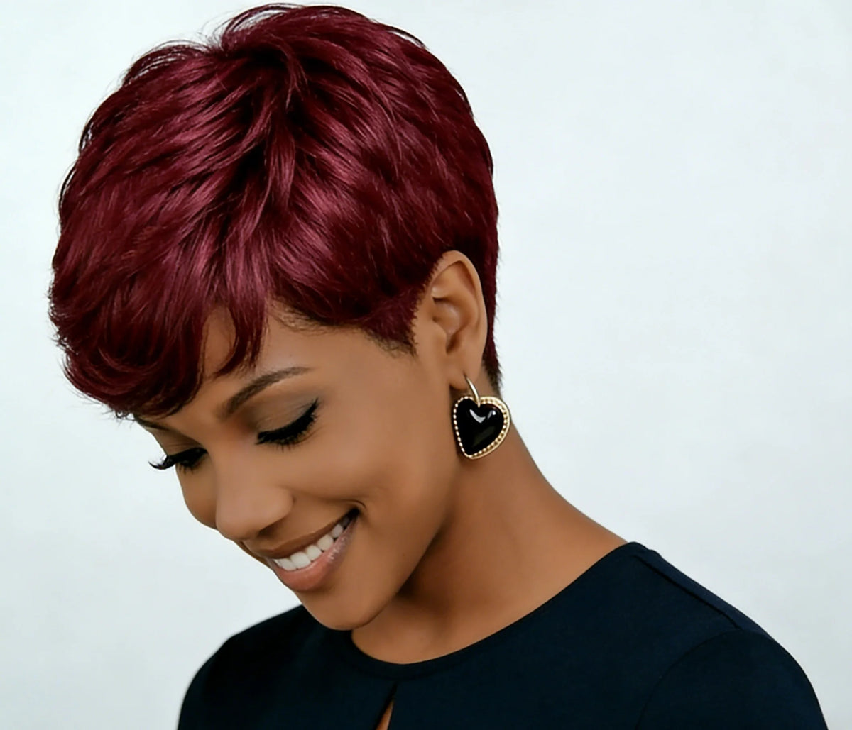 99J Burgundy/613 Pixie Cut Wigs for Women - Short Straight Human Hair Wigs, 6 Inch, Full Machine Made Wigs
