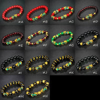 Fashion Jewelry - Obsidian Stone Beads (Attract Wealth) Feng Shui Good Luck Bangle Bracelets