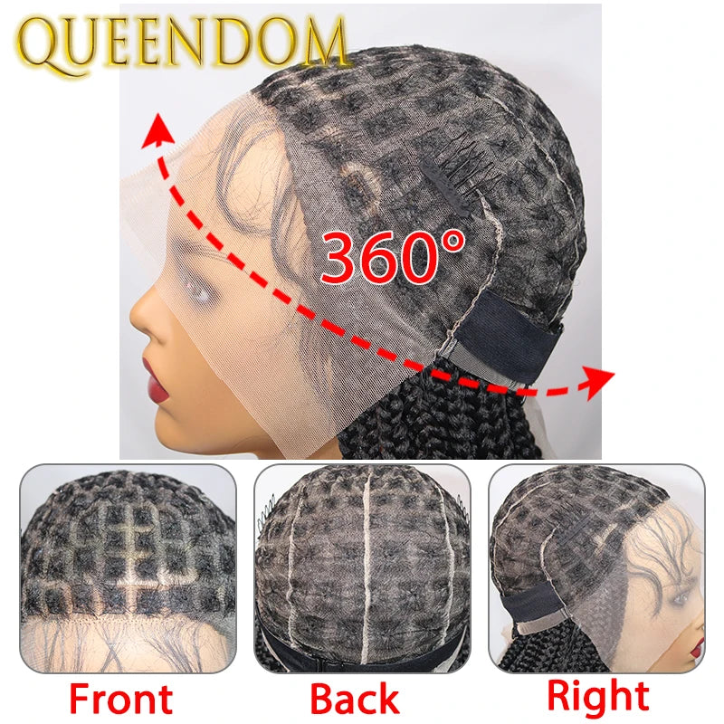 Full Lace Wigs for Black Women Short Bob Braided Wigs Knotless Box Braids 360 Lace Front Wigs Cornrow Synthetic Wigs 12 Inch Sweet T 52