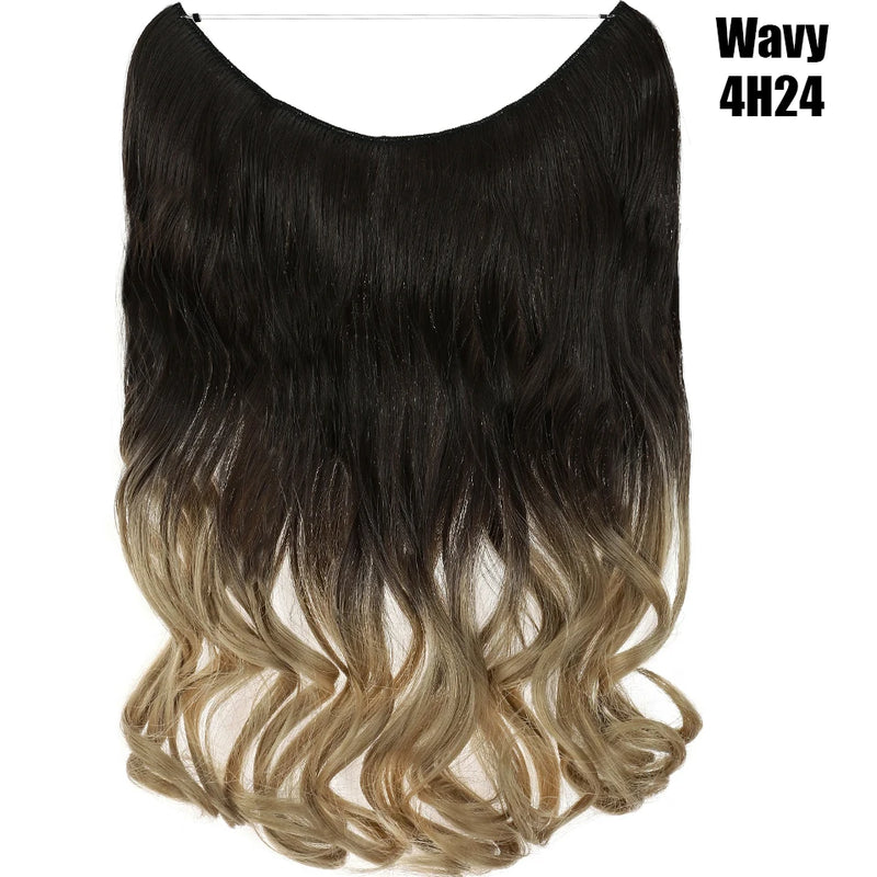 Synthetic 20 Inch Invisible Wire, No Clip-In, Hair Extensions, Fish Line Hairpieces/Hair Extensions Fake Hair For Women