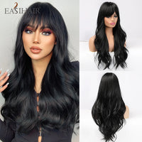 EASIHAIR Light Orange Synthetic Wigs Long Wavy Ombre Natural Hair Wigs with Bangs for Women Cosplay Lolita Wig Heat Resistant SWEET T 52