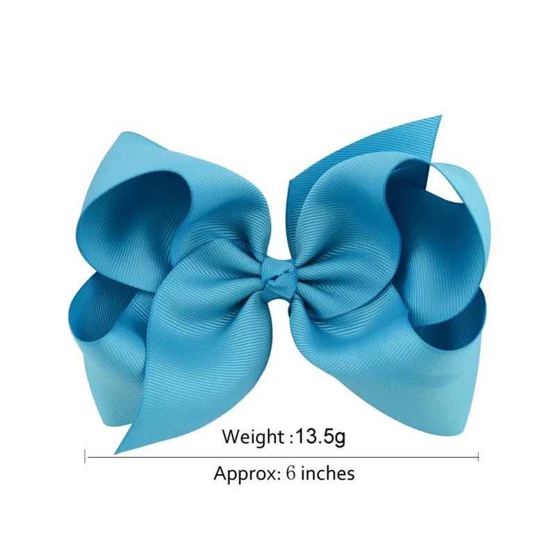 6 Inch Big Grosgrain Ribbon, Solid Color, Hair Bows with Clips. Boutique Headwear Accessories  for Kids