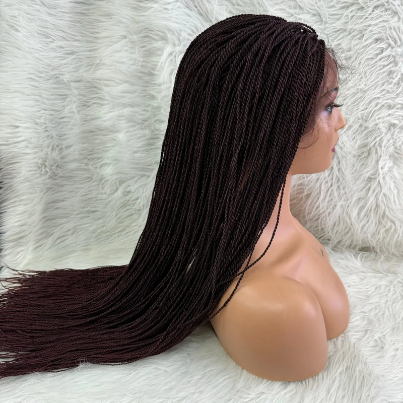 Twist Braided Wigs, Knotless Synthetic Lace Front Wigs, 28'' Long Straight Hair for Women & Girls. Heat Resistant