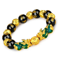 Fashion Jewelry - Obsidian Stone Beads (Attract Wealth) Feng Shui Good Luck Bangle Bracelets