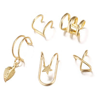 KOTiK 2024 New Gold Silver Color Leaves Clip Earrings for Women Fashion Ear Cuff Non-Piercing Earrings Set Trend Jewelry Gift Sweet T 52