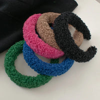 Plush Wide, Thick, Faux Fur Wool Hairbands.  4 cm Wide Solid Color Headbands for Women, Plain Fluffy Winter Hair Accessories