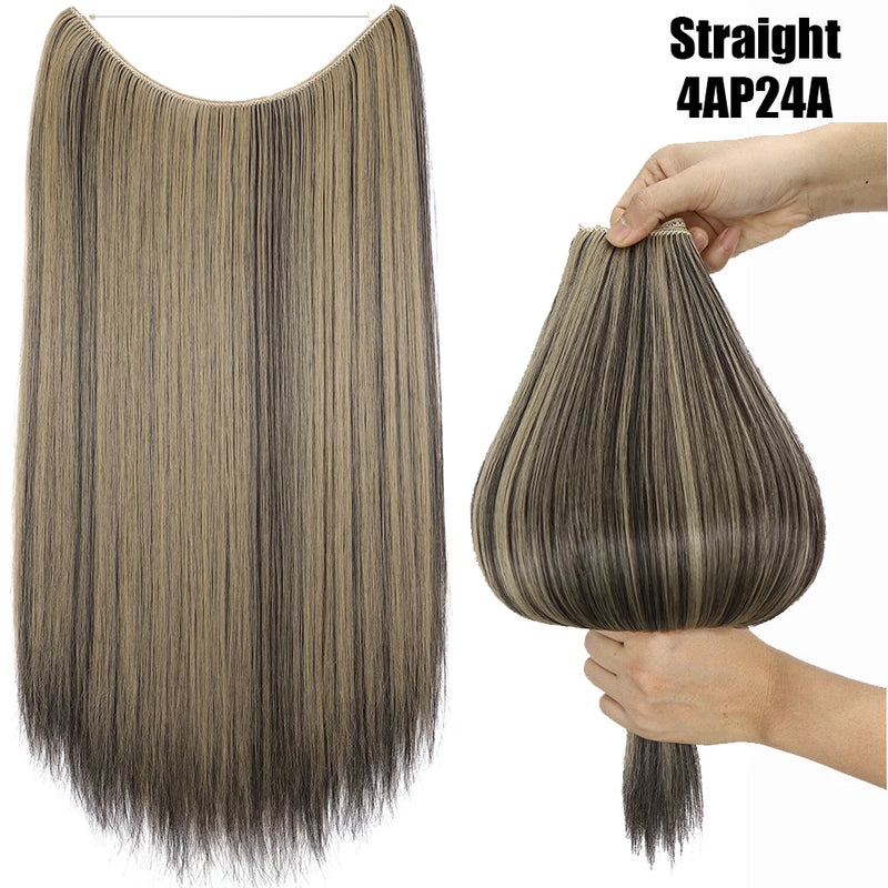 Synthetic 20 Inch Invisible Wire, No Clip-In, Hair Extensions, Fish Line Hairpieces/Hair Extensions Fake Hair For Women