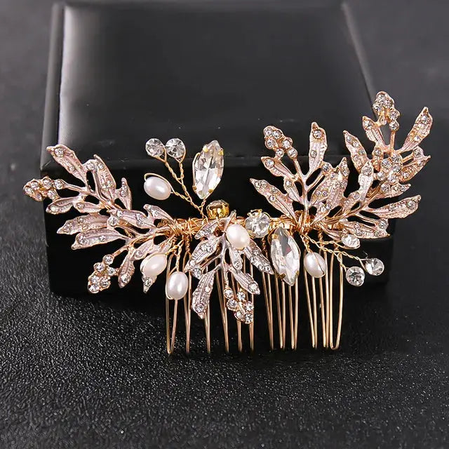 Silver/Gold/Pearl/Rhinestone Hair Accessories, Crystal Bridal Headdress/Hair Combs for Women & Girls-hair accessories-SWEET T 52