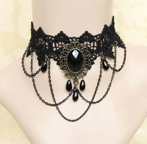 Velvet Fashion Choker Necklace for Women & Girls - Vintage Lace Necklace with Pendants-necklace-SWEET T 52