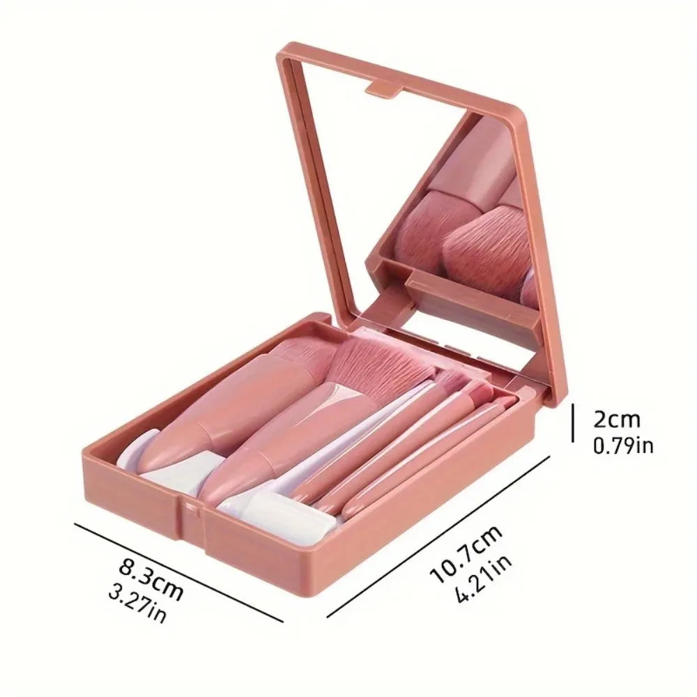 5-Piece Makeup Brush Set with Mirror Compact