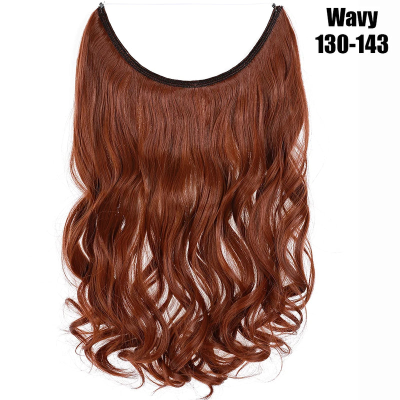 Fil synthétique invisible de 20 pouces, sans clip, extensions de cheveux, postiches en ligne de poisson/extensions de cheveux, faux cheveux pour femmes