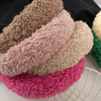 Plush Wide, Thick, Faux Fur Wool Hairbands.  4 cm Wide Solid Color Headbands for Women, Plain Fluffy Winter Hair Accessories