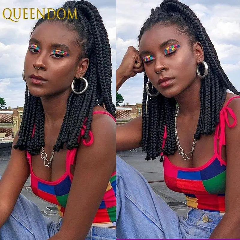 10 Inch Synthetic Short Bob Braided Wigs, Faux Locs, Full Lace with Baby Hair, Cornrow Knotless for Women