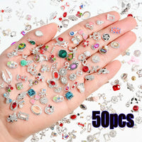 1 Bag Random Luxury Nail Art Dangle Jewelry, Mixed Style Nail Charms, Rhinestones 3D, 50 Pieces - SWEET T 52