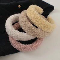 Plush Wide, Thick, Faux Fur Wool Hairbands.  4 cm Wide Solid Color Headbands for Women, Plain Fluffy Winter Hair Accessories