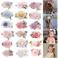 3pcs/set Artificial Flower Hairclip for Baby. Handmade Hairpin, Little Girl Bridal Wedding Party Barrette