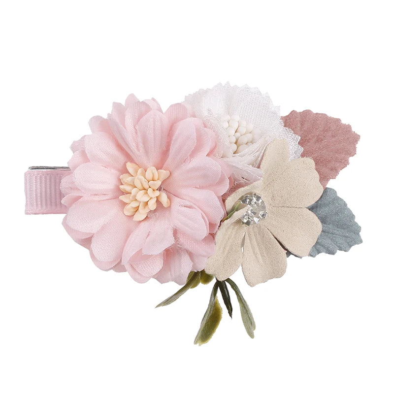 3pcs/set Artificial Flower Hairclip for Baby. Handmade Hairpin, Little Girl Bridal Wedding Party Barrette