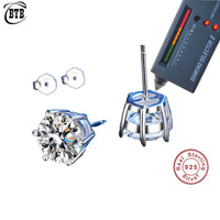 GRA-Certified Moissanite Stud Earrings, Marked 925 Sterling Silver
