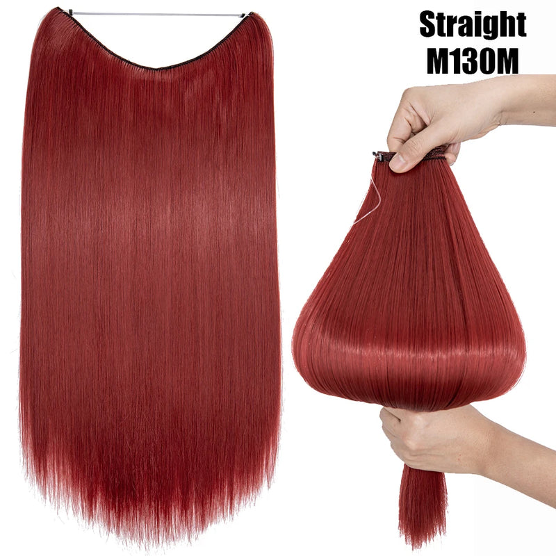 Synthetic 20 Inch Invisible Wire, No Clip-In, Hair Extensions, Fish Line Hairpieces/Hair Extensions Fake Hair For Women