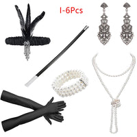 1set 1920's Cosplay Flapper Halloween Charleston Costume 1920s Gatsby Accessories Black Headpiece Great Gatsby Feather Headband Sweet T 52