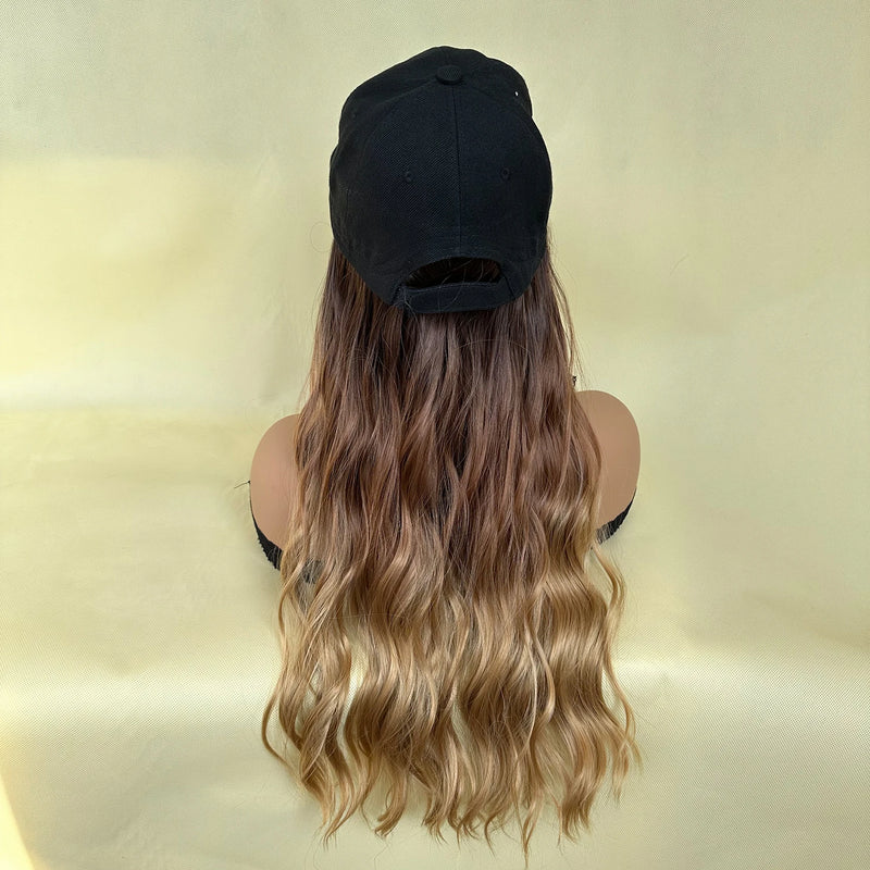 Baseball Hat/Hooded Wig - Wavy Curl Synthetic Wig for Women & Girls, Heat Resistant Natural Looking Wig-hair accessories-SWEET T 52