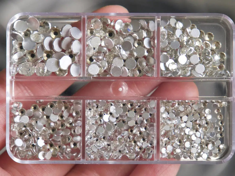 12Gird Box Multi Size AB/Colorful Non-Hotfix Rhinestones Flatback Crystal Diamond Gems 3D Glitter Nail Art Luxurious Decorations SWEET T 52