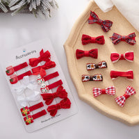 10Pcs/Lot Christmas Baby Girl Hair Clip Ribbons. Santa Claus/Gift Socks/Under Tree Hair Bows