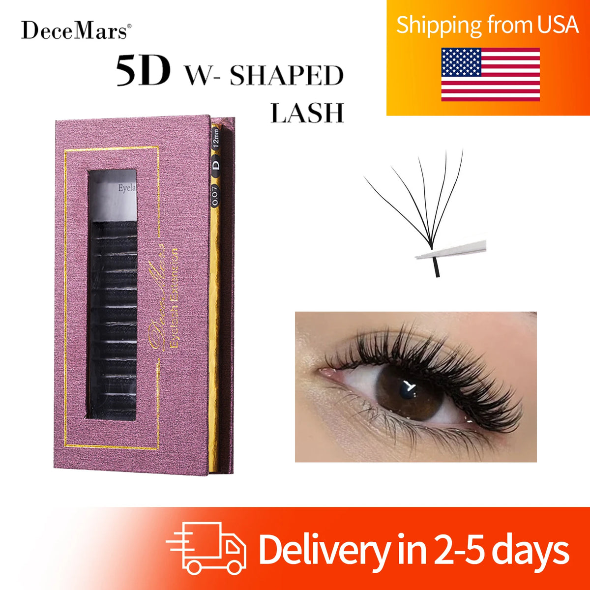 5D W-Shaped Volume Lash Extension Tray, 12 Lines