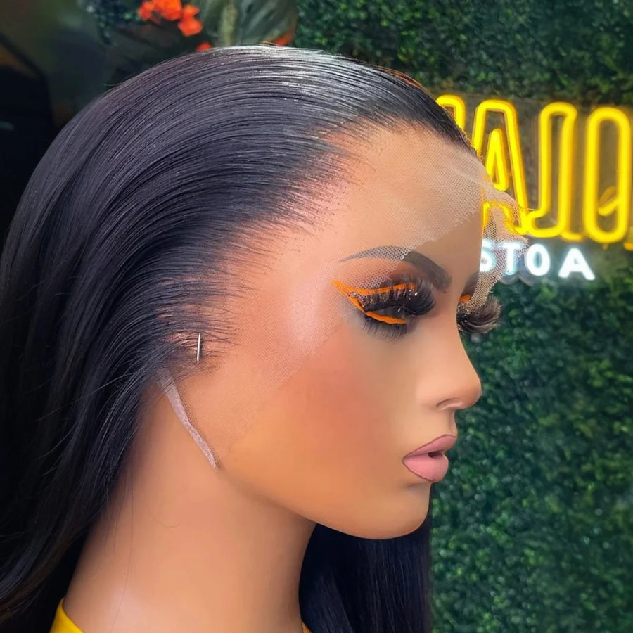 250% 40 Inch Straight Lace Front Wigs - Human Hair 13x6 HD Lace Frontal Wig, 13X4 Bone Straight, Pre-Plucked for Women