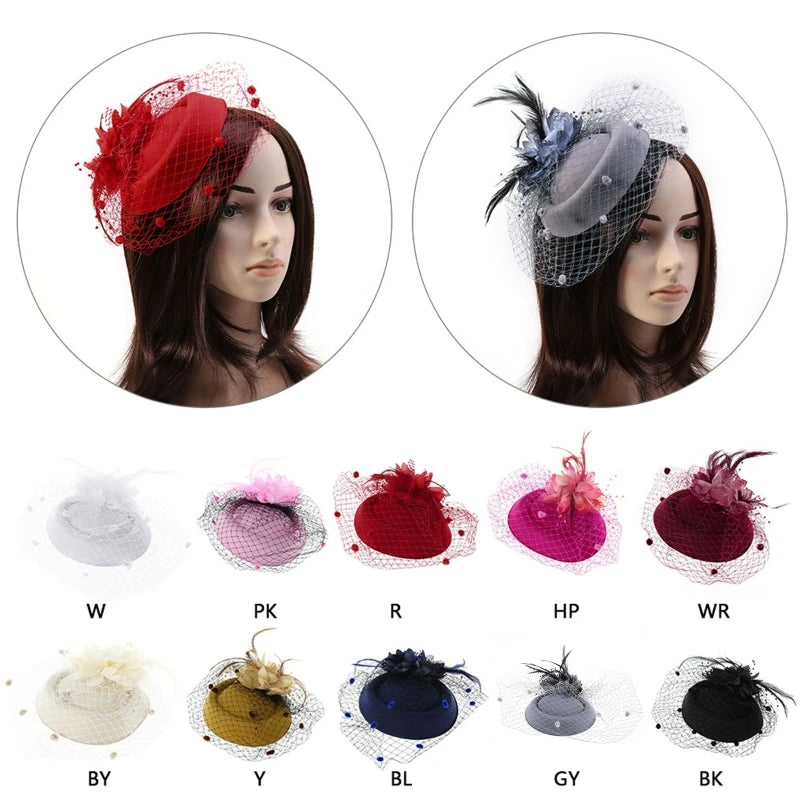 Fascinator Hats for Women & Girls.  Feather/Flower Bridal Hair Accessories, Wedding Party, Special Occasions