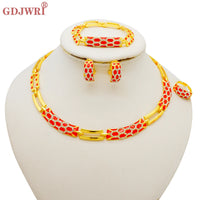 Dubai Gold Color Classics Jewelry Sets for Women - Charming Crystal Green Necklace/Earrings - Nigerian Wedding, African Costume Jewelry
