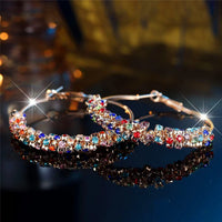 Charming Small Rainbow Round Zircon Stone Hoop Earrings - Fashion Gold Color Wedding Jewelry for Women