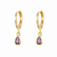 Gold Color Cute Water Drop Earrings For Women & Girls - Zircon Piercing Huggies/Hoop Dangle Earrings-earrings-SWEET T 52