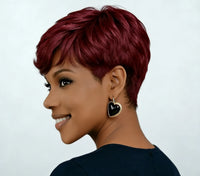99J Burgundy/613 Pixie Cut Wigs for Women - Short Straight Human Hair Wigs, 6 Inch, Full Machine Made Wigs