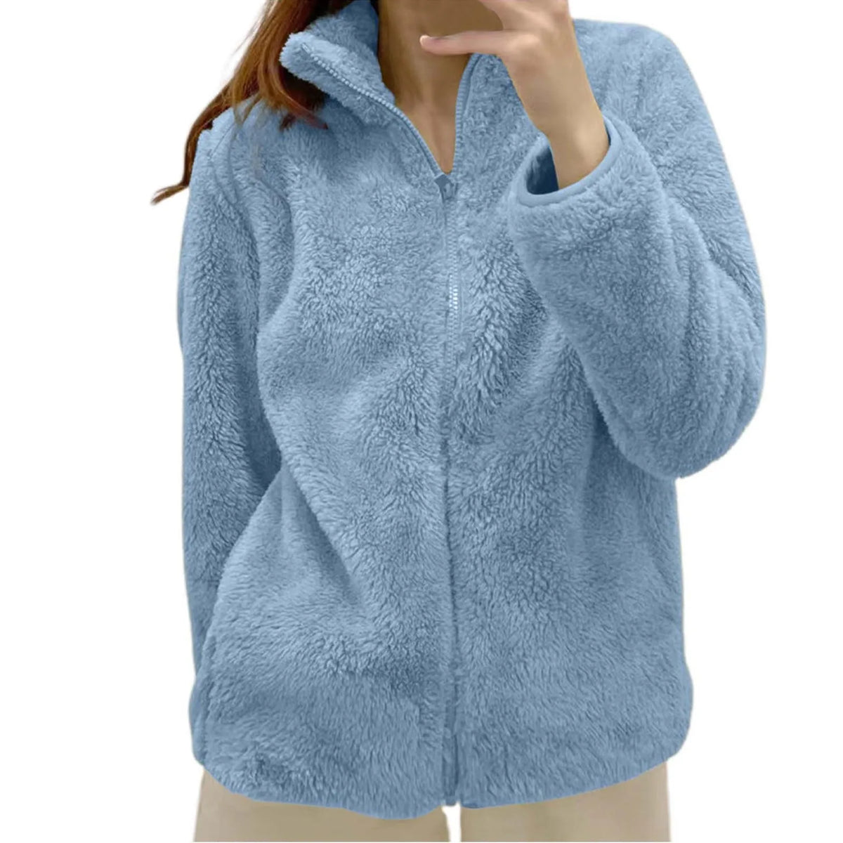 Women's Fluffy Fleece Zip-Up Jacket