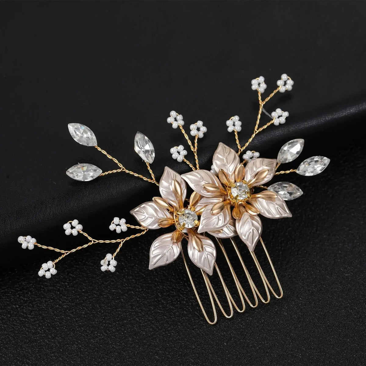 Silver/Gold/Pearl/Rhinestone Hair Accessories, Crystal Bridal Headdress/Hair Combs for Women & Girls-hair accessories-SWEET T 52