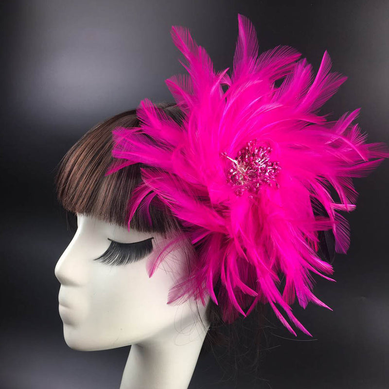 Vintage Colorful Ostrich Feather Flapper/Fascinator Headpiece - Fancy Headband for Women & Girls, Hair Accessories