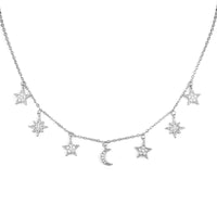 Moon/Star Tassel Zircon Necklace for Women. Choker Personality Fashion Jewelry for Casual Wear.