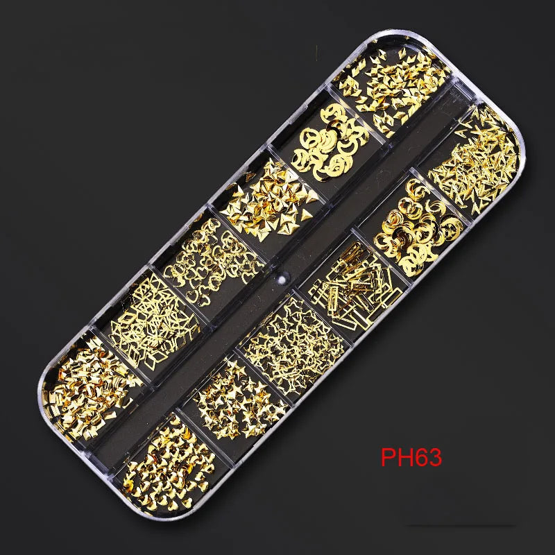 12Gird Box Multi Size AB/Colorful Non-Hotfix Rhinestones Flatback Crystal Diamond Gems 3D Glitter Nail Art Luxurious Decorations SWEET T 52