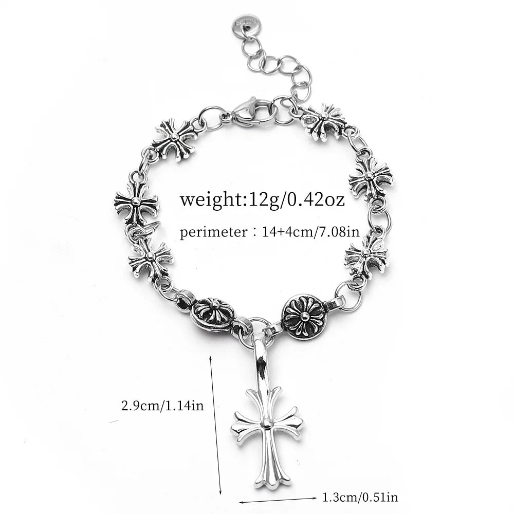 Men's Gothic Cross Link Bracelet