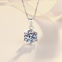 1 Carat Moissanite Pendant Necklace, Marked 925 Sterling Silver