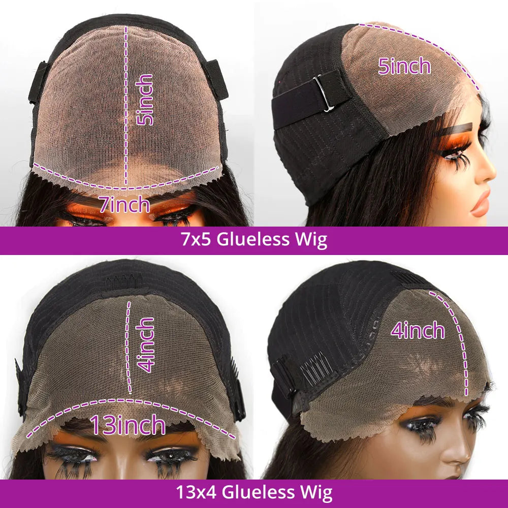 No Glue Deep Wave Lace Frontal Wigs for Women - 13x4/7x5 Glueless Bob Wigs, Curly Human Hair Wigs, 250 Density, Ready to Wear